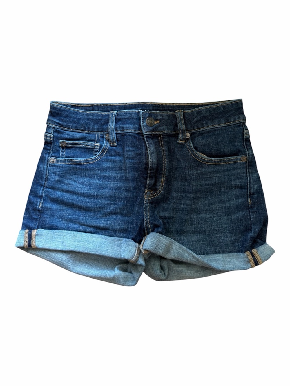 American Eagle Outfitters Dark Wash Next-Level Stretch Midi Denim Shorts